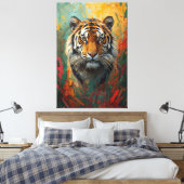 Künstlerisches Tiger Portrait Vibranit Ölgemälde Leinwanddruck (Insitu (Schlafzimmer))