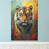 Künstlerisches Tiger Portrait Vibranit Ölgemälde Leinwanddruck (Insitu (Holzboden))