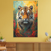 Künstlerisches Tiger Portrait Vibranit Ölgemälde Leinwanddruck (Insitu (Wohnzimmer))