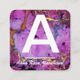 *~* Künstlerisches Trendsetter-GOLD QR-LOGO-FOTO Quadratische Visitenkarte