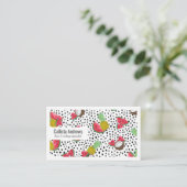 Künstlerisches tropisches Fruchtpolka Dots Wasserf Visitenkarte (Stehend Vorderseite)