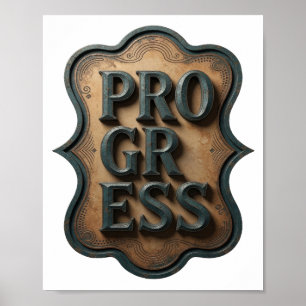 Künstlerisches Türkis PROGRESS Druck Poster