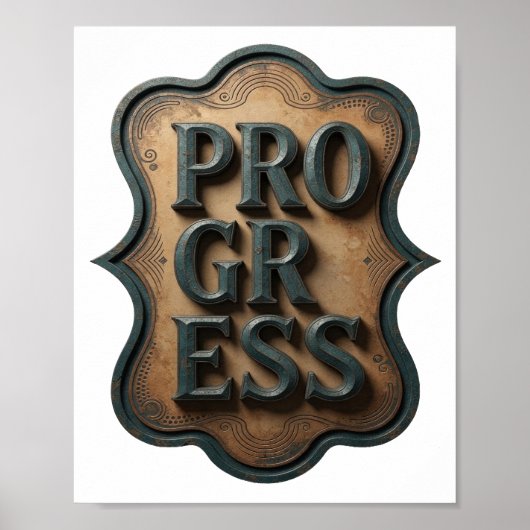 Künstlerisches Türkis PROGRESS Druck Poster (Vorne)