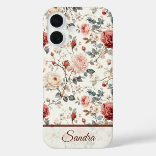 Künstlerisches Valentinstag-Geschenk Rosenname iPhone 16 Hülle