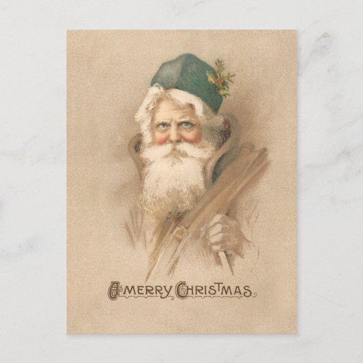Künstlerisches Vintages Weihnachtsportrait Postkarte (Vorderseite)