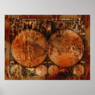 Künstlerisches Vintages Weltkarten-Poster Poster
