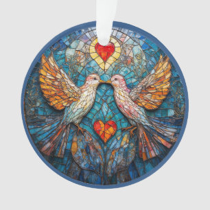 Künstlerisches Vogelmosaik und Herzen, die Liebe z Ornament