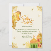 Künstlerisches Wasserfarben-Moschee und Goldene Pa Einladung (Rückseite)