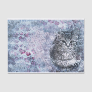 Künstlerisches Wasserfarben-Vintage-Katze-Haustier Seidenpapier