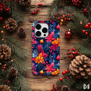 Künstlerisches Weihnachts-Blumenmuster mit Namensz Case-Mate iPhone 14 Pro Hülle