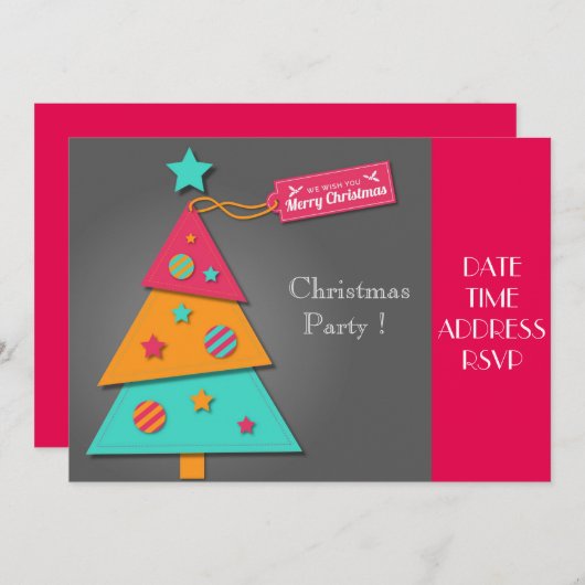Künstlerisches Weihnachtsbaum Weihnachtsbaum Party Einladung (Vorne/Hinten)