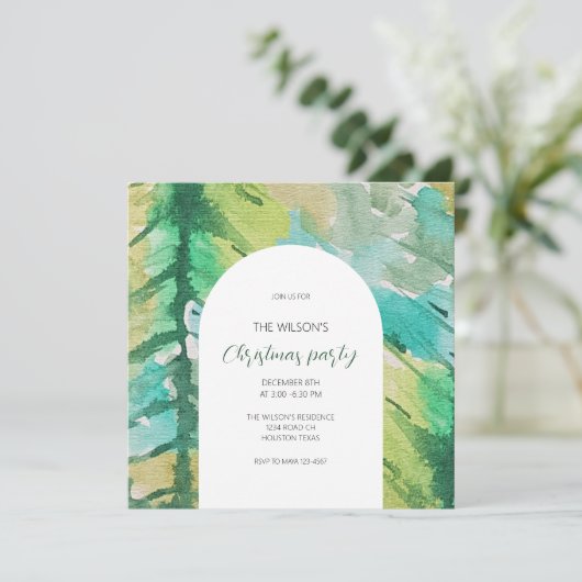 Künstlerisches Weihnachtsbaummuster Einladung (Stehend Vorderseite)