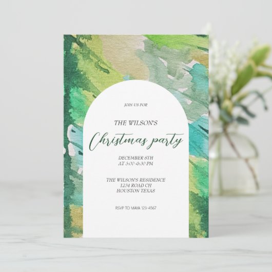 Künstlerisches Weihnachtsgebäck Wasserfarbenblau B Einladung (Stehend Vorderseite)