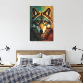 Künstlerisches Wolf-Portrait - lebendige Ölmalerei Leinwanddruck (Insitu (Schlafzimmer))