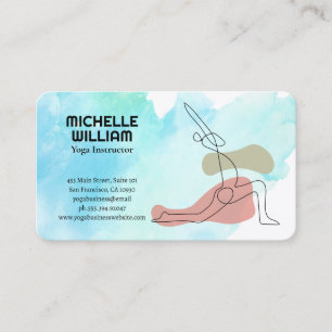 Künstlerisches Yoga-Pose-Logo Wasserfarbe Visitenkarte