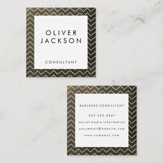 Künstlerisches Zickzack Muster Quadratische Visitenkarte (Vorne/Hinten)