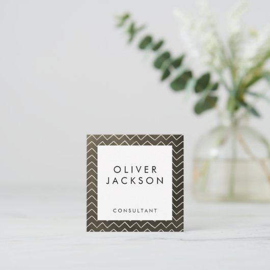 Künstlerisches Zickzack Muster Quadratische Visitenkarte (Stehend Vorderseite)