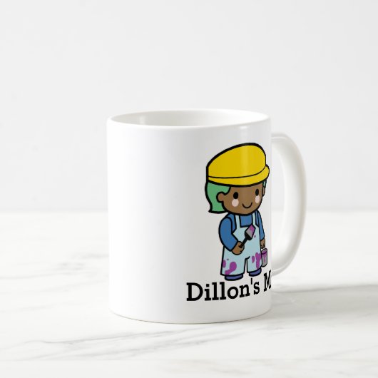 Künstlerjunge mit lila Malerei personalisieren Kaffeetasse (VorderseiteRechts)