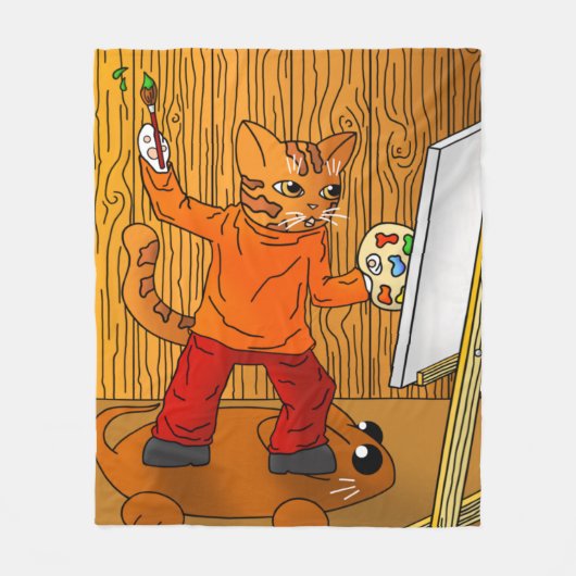 Künstlerkatze Fleecedecke (Vorderseite)