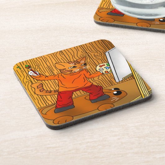 Künstlerkatze Getränkeuntersetzer (Linke Seite)