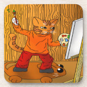Künstlerkatze Getränkeuntersetzer (Vorderseite)