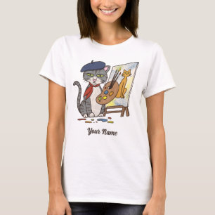 Künstlerkatze - Gray Tabby Painter Kitty Cat Lover T-Shirt