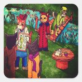 Künstlerkatze Rechteckkleben Quadratischer Aufkleber (Vorderseite)