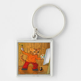 Künstlerkatze Schlüsselanhänger