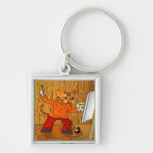 Künstlerkatze Schlüsselanhänger