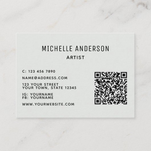 KünstlerModern farbiger QR-Code Visitenkarte (Rückseite)