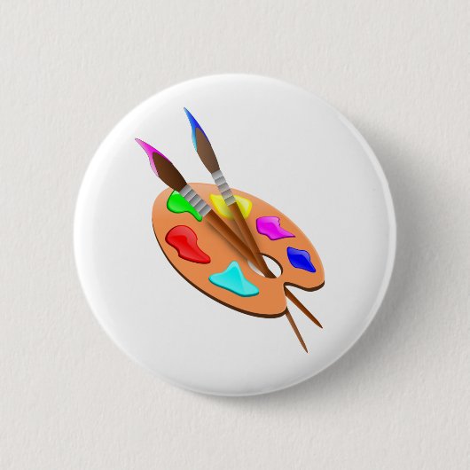 Künstlerpalette und Pinsel Button (Vorderseite)