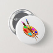 Künstlerpalette und Pinsel Button (Vorne & Hinten)