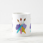 Künstlerpinsel aus Lila und grünen Blobs Kaffeetasse (Mittel)