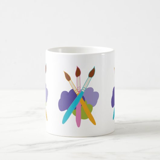 Künstlerpinsel aus Lila und grünen Blobs Kaffeetasse (Mittel)