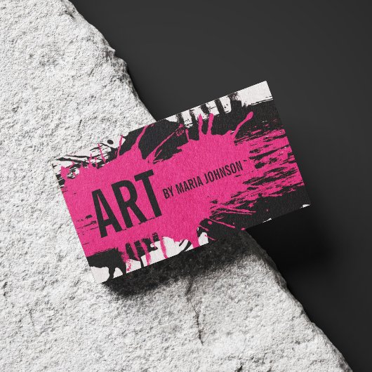 Künstlerpinsel Illustrator Pink und Schwarz Tinte  Visitenkarte