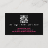 Künstlerpinsel Illustrator Pink und Schwarz Tinte  Visitenkarte (Rückseite)