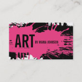Künstlerpinsel Illustrator Pink und Schwarz Tinte  Visitenkarte (Vorderseite)