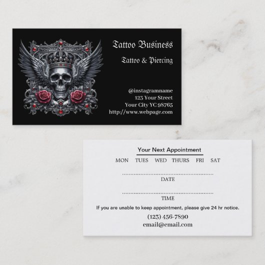 Künstlersalon Tattoo Business Card Visitenkarte (Vorne/Hinten)