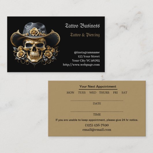 Künstlersalon Tattoo Business Card Visitenkarte (Vorne/Hinten)