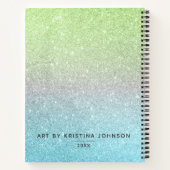 Künstlersketchbook Eleganter Aquamariner grüner Gl Notizblock (Rückseite)