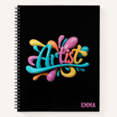 Künstlerskripttypografie, farbenfroh, stilvoll und notizblock (Vorderseite)