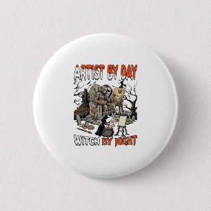 Künstlertag Hexennacht Halloween Skelett Maler  Button