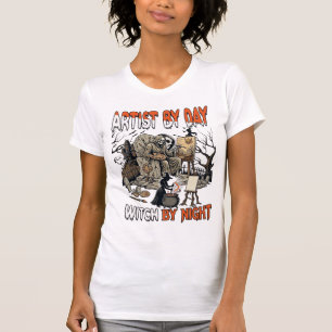 Künstlertag Hexennacht Halloween Skelett Maler T-Shirt