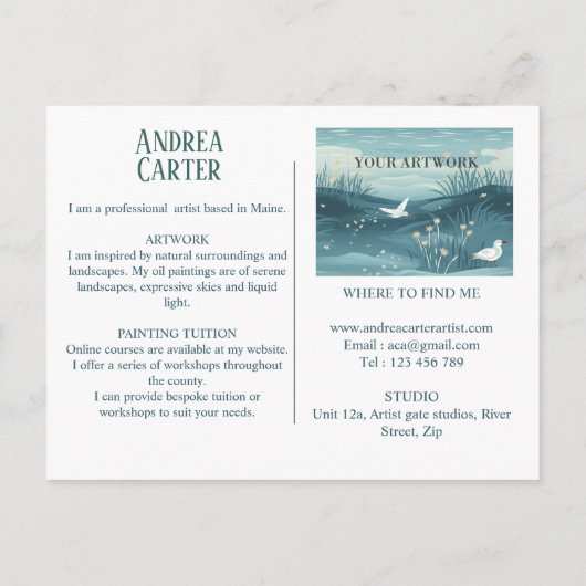 Künstlerwerbung Postkarte (Rückseite)