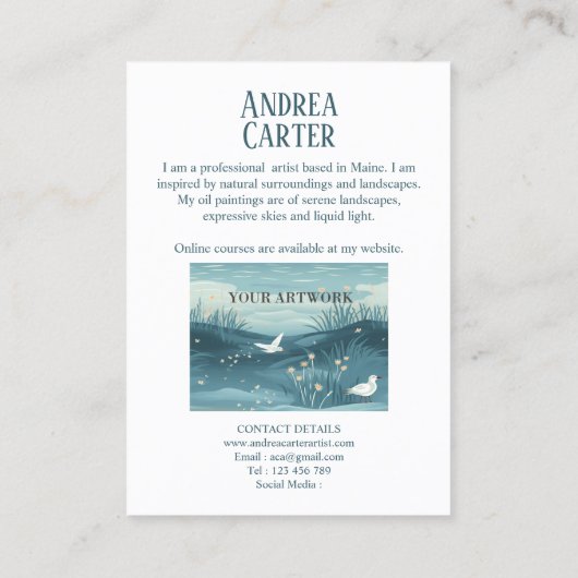 Künstlerwerbung Visitenkarte (Rückseite)