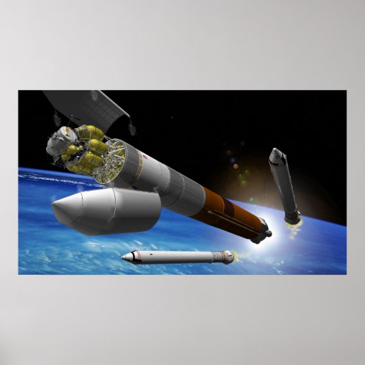 Künstlerwiedergabe einer Heavy-Lift-Rakete Poster (Vorne)