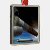 Künstlerwiedergabe einer Heavy-Lift-Rakete Silbernes Ornament (Rechts)