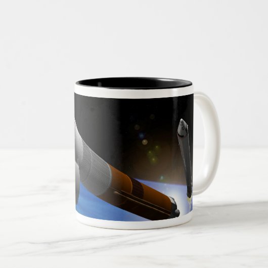 Künstlerwiedergabe einer Heavy-Lift-Rakete Zweifarbige Tasse (VorderseiteRechts)