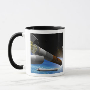 Künstlerwiedergabe einer Schweraufzug Rakete Tasse