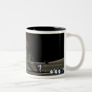 Künstlerwiedergabe eines neuen Raumschiffes zum Zweifarbige Tasse